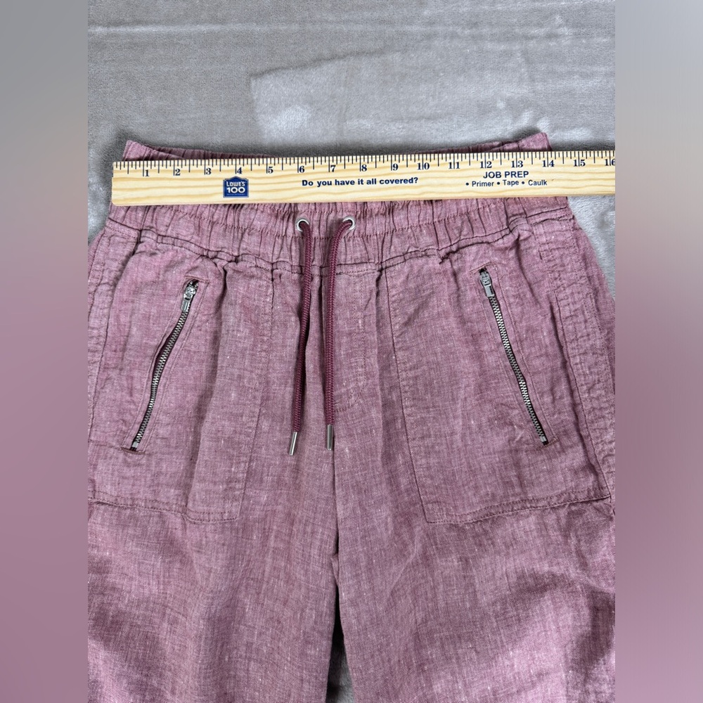 Athleta Size 8 Cabo Linen Wide Leg High Waisted Pants Plus Tawny Rose Pink - Picture 9 of 13